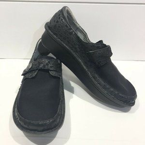 Alegria DEN-435W Women Black Embossed Leather Neoprene Casual Shoes 39 US 9